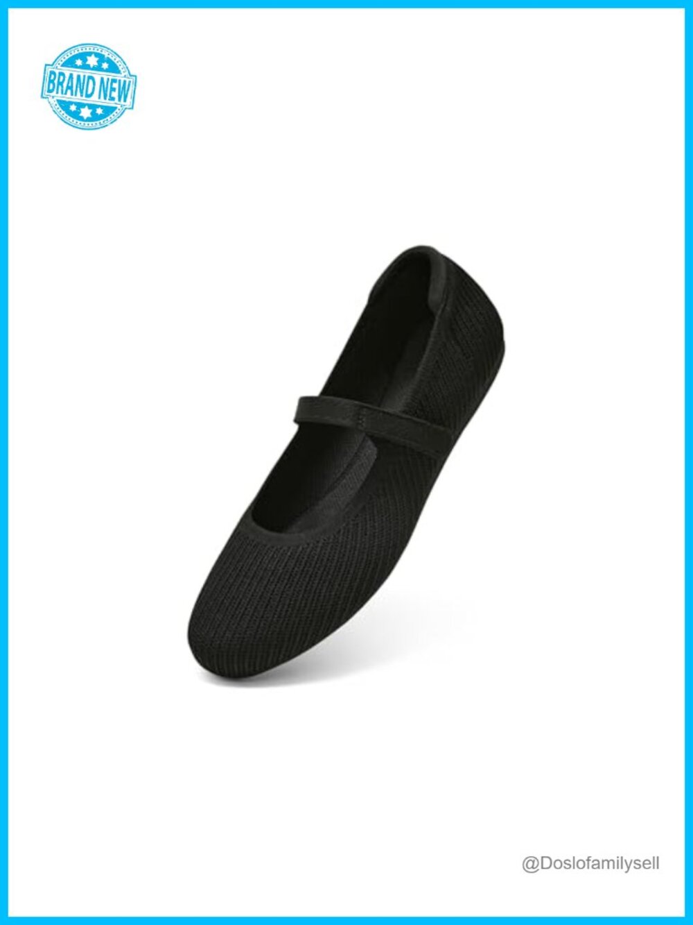 Knit Mary Jane Flats Round Toe Adjustable Strap Slip On Comfort Shoes